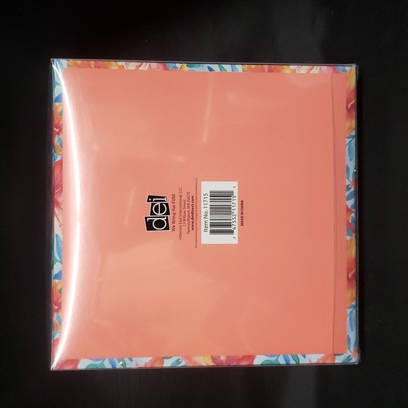 Dennis East International NWT Deep Coral Napkin Holder With Floral Weight - Picture 2 of 5